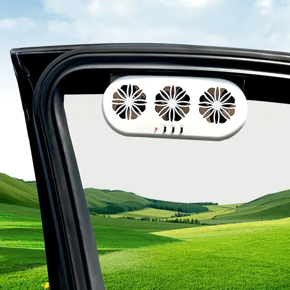 Solar Car Exhaust Fan in-car Air Circulation Cooling 3 USB Rechargeable Ventilation Fan Cooling Smoke Exhaust Fan for Car SUV