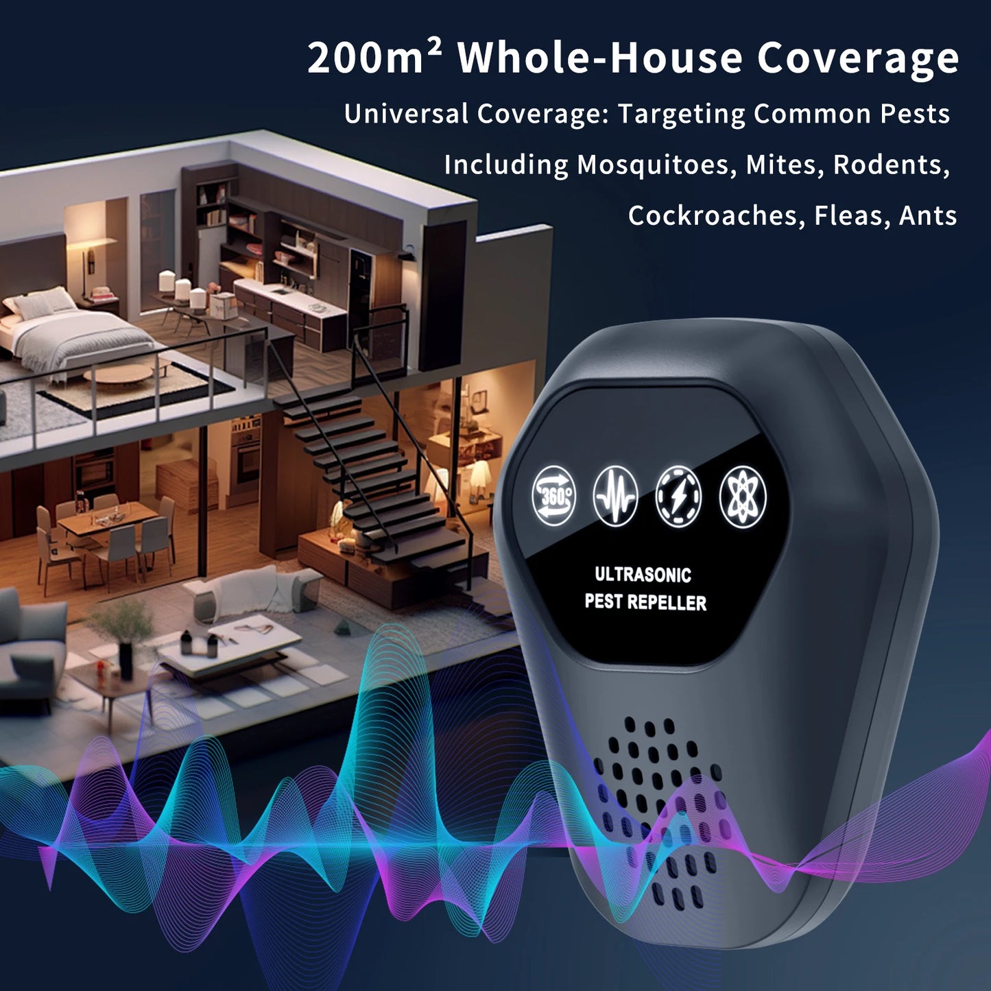 Ultrasonic Mosquito Repeller Rat Repeller Intelligent High-power Warehous Kitchen Variable Frequency Cockroach Pest Repeller New