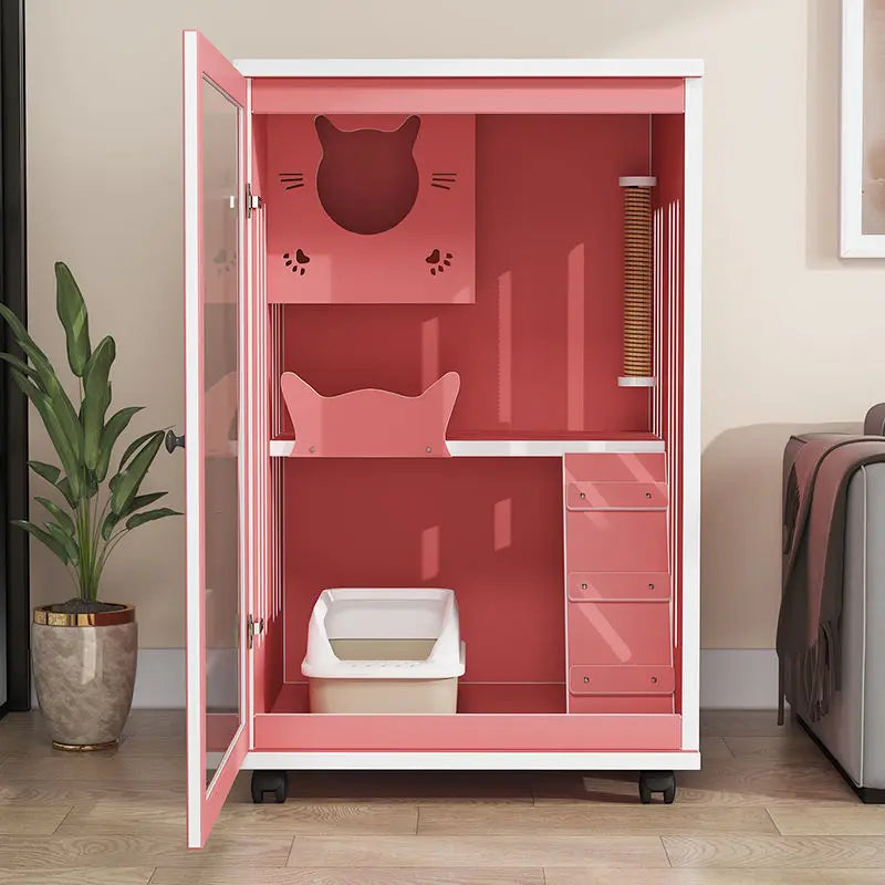 Can Customize Factory Wholesale Luxury Wooden Cat House Large Cat Bed  Cat Hous Indoors