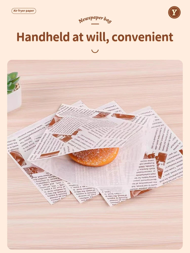 100pcs Hamburg Triangular Baking And Oil Proof Bags Donut Bakery Baking Food Packing Hand Wrapped Oilproof Kraft Bag