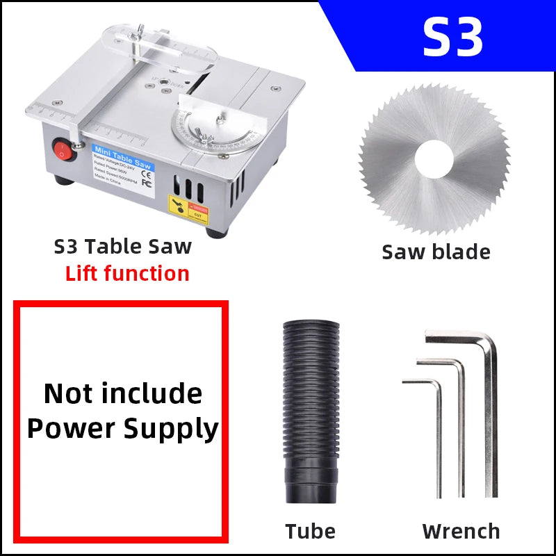 Multifunctional Mini Table Saw Spindle Motor DC 12V-24V Liftable Saw Blade Bench Saw DIY Circular Saw Bench Lathe Cutter Machine