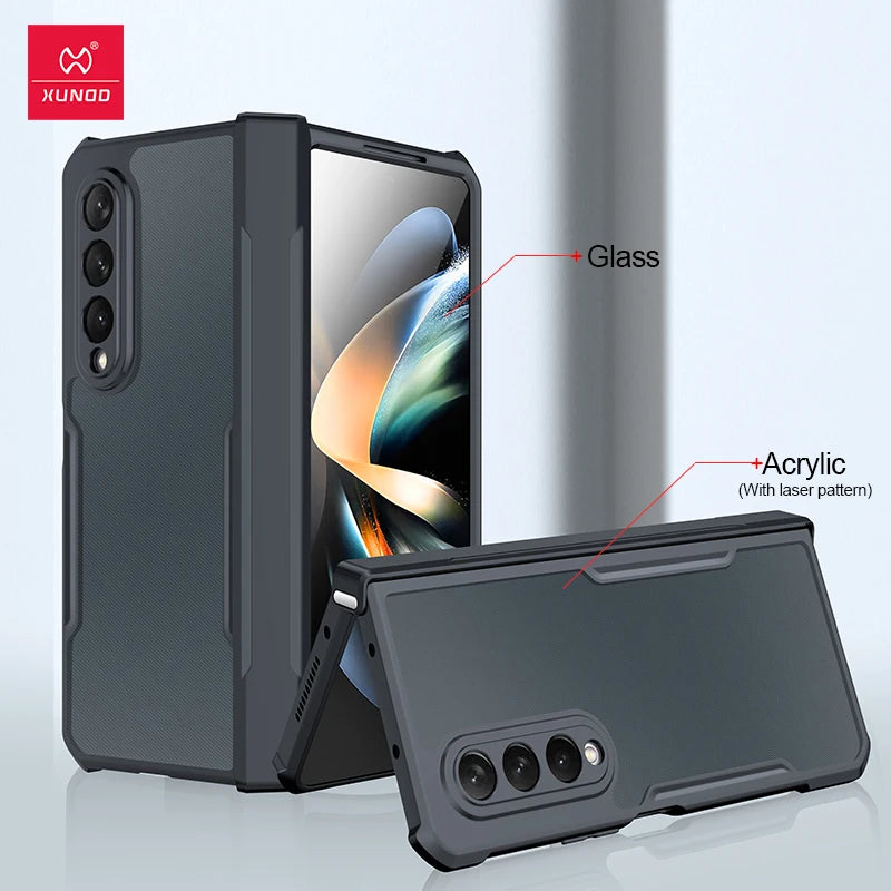 Xundd Foldable Case For Samsung Galaxy Z Fold 3 4 5 6 Fold 7 Airbag Shockproof Shell Glass&PC&TPU Protection Cover z 플립4 케