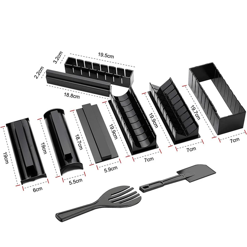 10 Pcs Sushi Maker Kit DIY Sushi Mold Press with Sushi Rice Roll Mold Sushi Maker Rice Roll Mold KC0473