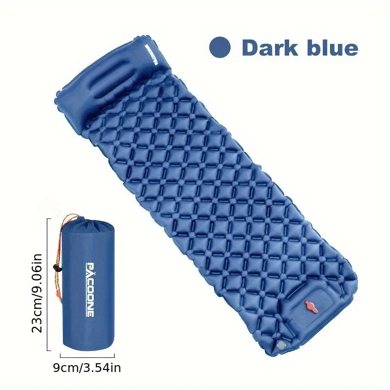 Inflatable Sleeping Pad With Diamond-Shaped Pillow, Durable TPU Air Mattress, Comfortable & Portable For Outdoor Camping