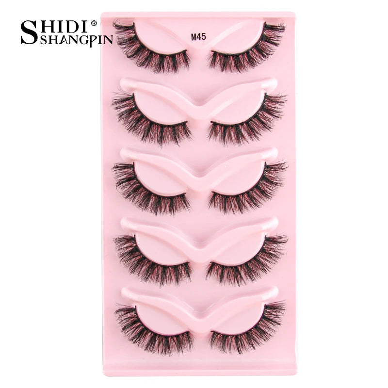 3/5 Pairs Cat Eye False Lashes Natural Short Fluffy Eyelashes Wispy Half False Eyelashes Eye End Extension Faux Mink Makeup
