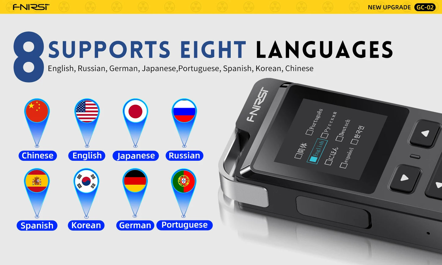 FNIRSI GC-02 Geiger Counter Nuclear Radiation Detector Personal Dosimeter X-ray γ-ray Radioactivity Tester Marble Detector