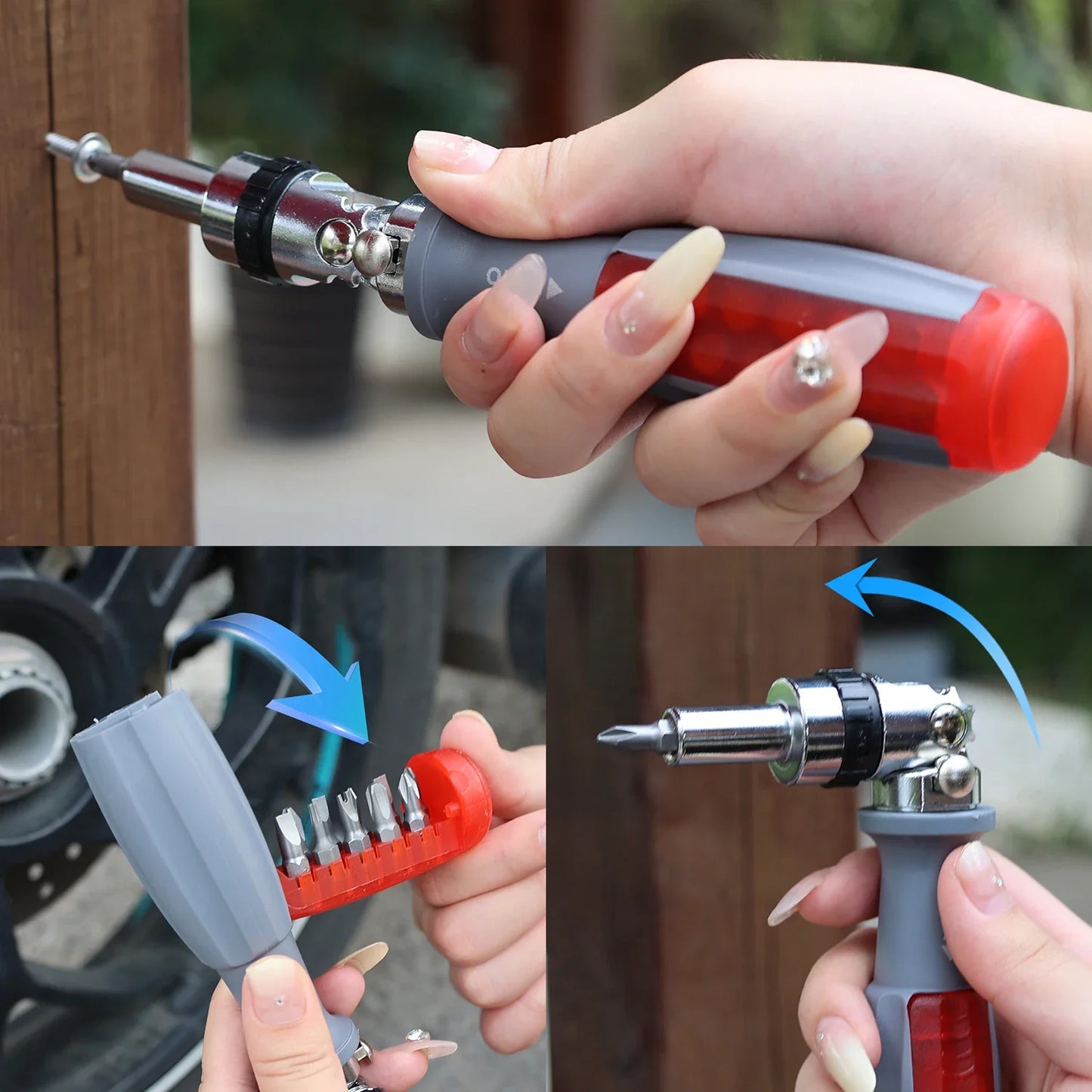 11 in 1 Ratchet Screwdriver Sets Magnetic Screw Driver Bits Two-way Telescopic  Adjustment Forward Reverse Repair Hand Tools