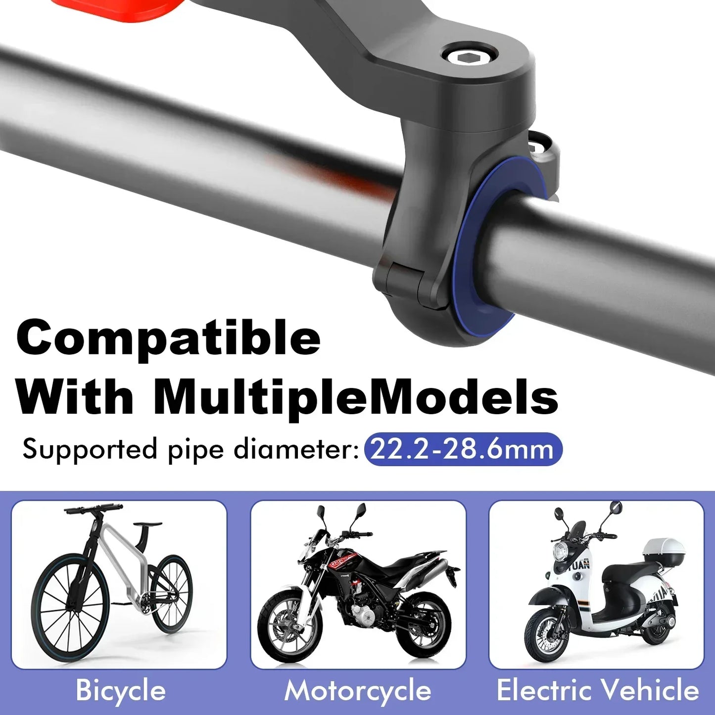 VIKEFON Bike Phone Holder Shock-resistant Motorcycle Bicycle Scooter Bike Handlebar Security Quick Lock Support Telephone Stand