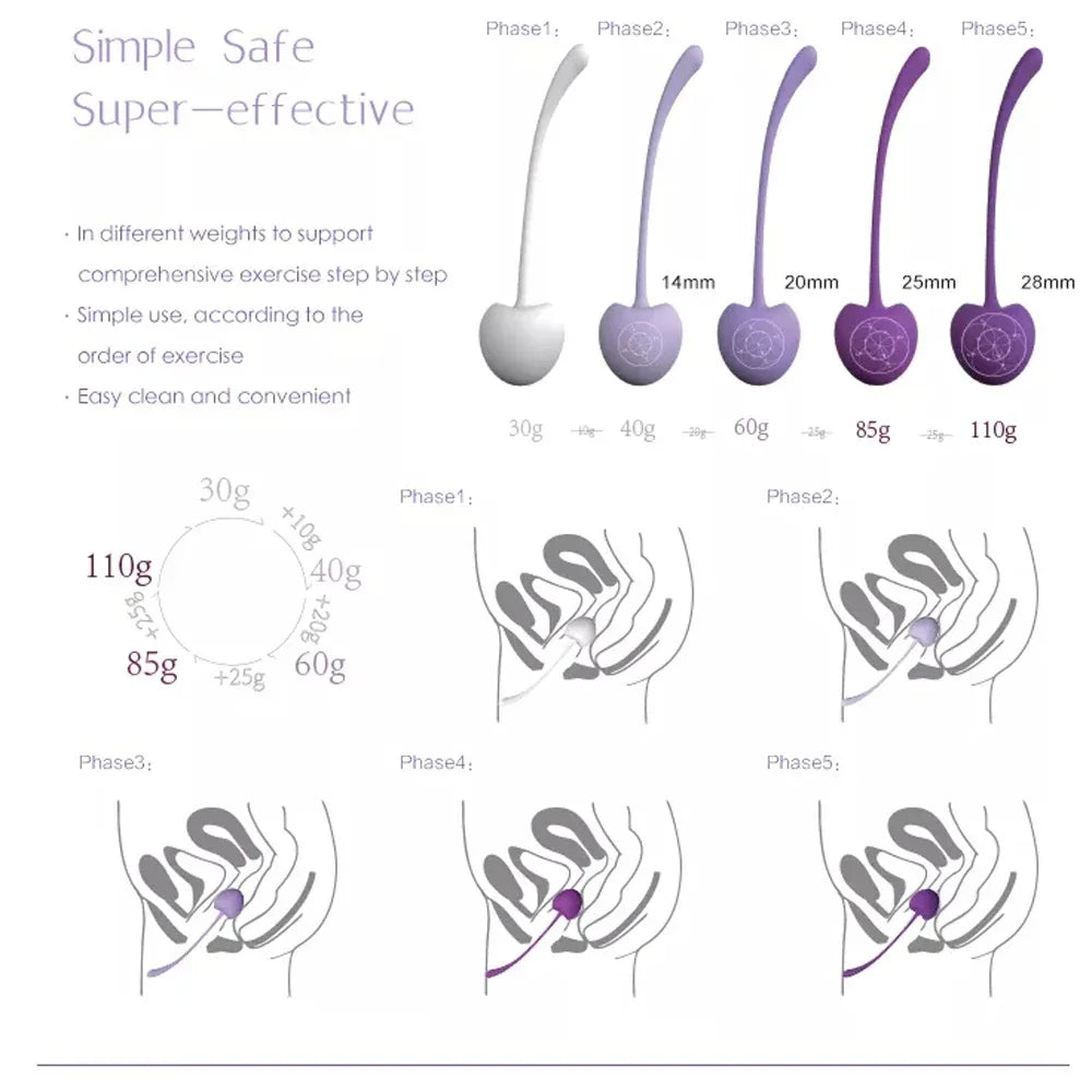 Silicone Cherry Ben Wa Weight Set of 5PCS Kegel Ball Vaginal Dumbbells Full Pussy Vagina Tighten Kegel Exercise Balls For Women