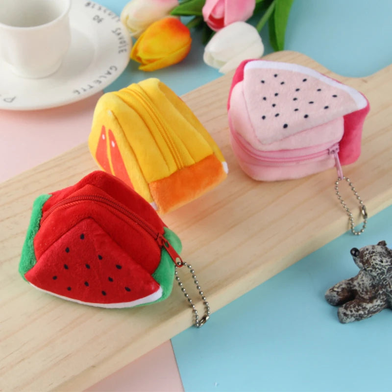 Cartoon Fruit Creative Plush Three-dimensional Coin Wallet Storage Bag School Bag Hanging Children's Holiday Gifts