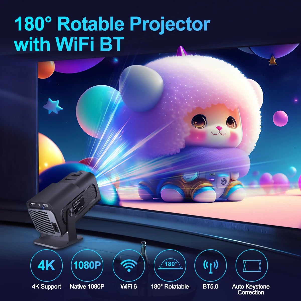 Magcubic Android 11 4K Projector WiFi6 HY320 Allwinner H713 390ANSI BT5.0 1920*1080P Dual WiFi Home Theater Outdoor Portable