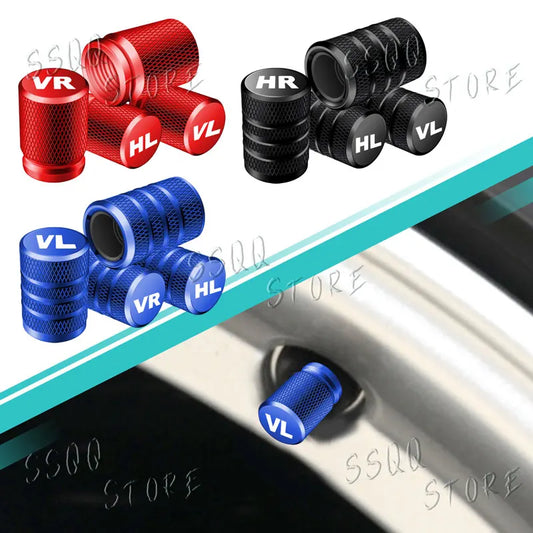 4pcs VR VL HL HR Emblem Universal Car Wheel Tire Valve Stem Caps Dust Covers Metal Tire Wheel Stem Air Valve Cap Car Accessories