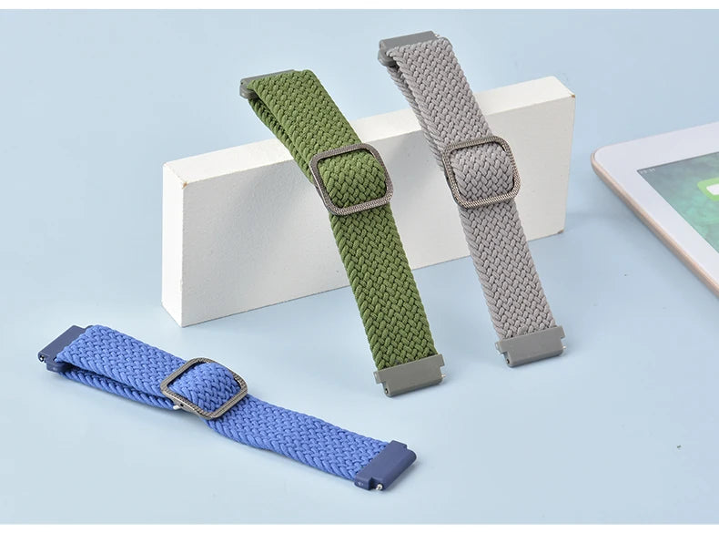 20mm 22mm Elastic Band For Samsung Galaxy Watch 7/6/5/4/FE Active 2 Gear S3 Braided Nylon Strap For Huawei Watch GT 5/4/3/2 46mm