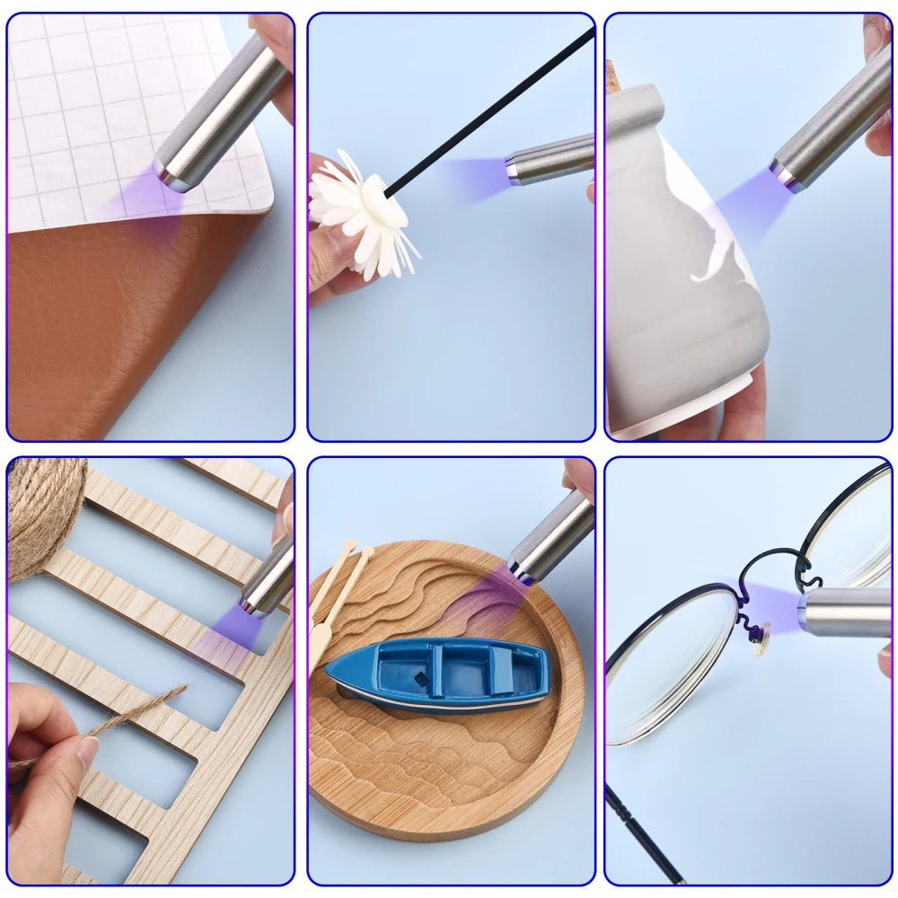 25g UV Resin Glue Bonding & Welding UV Glue Kit With Light Quick-Drying Resin Glue For Bonding Glass Metal Wood DIY Crafts Decor