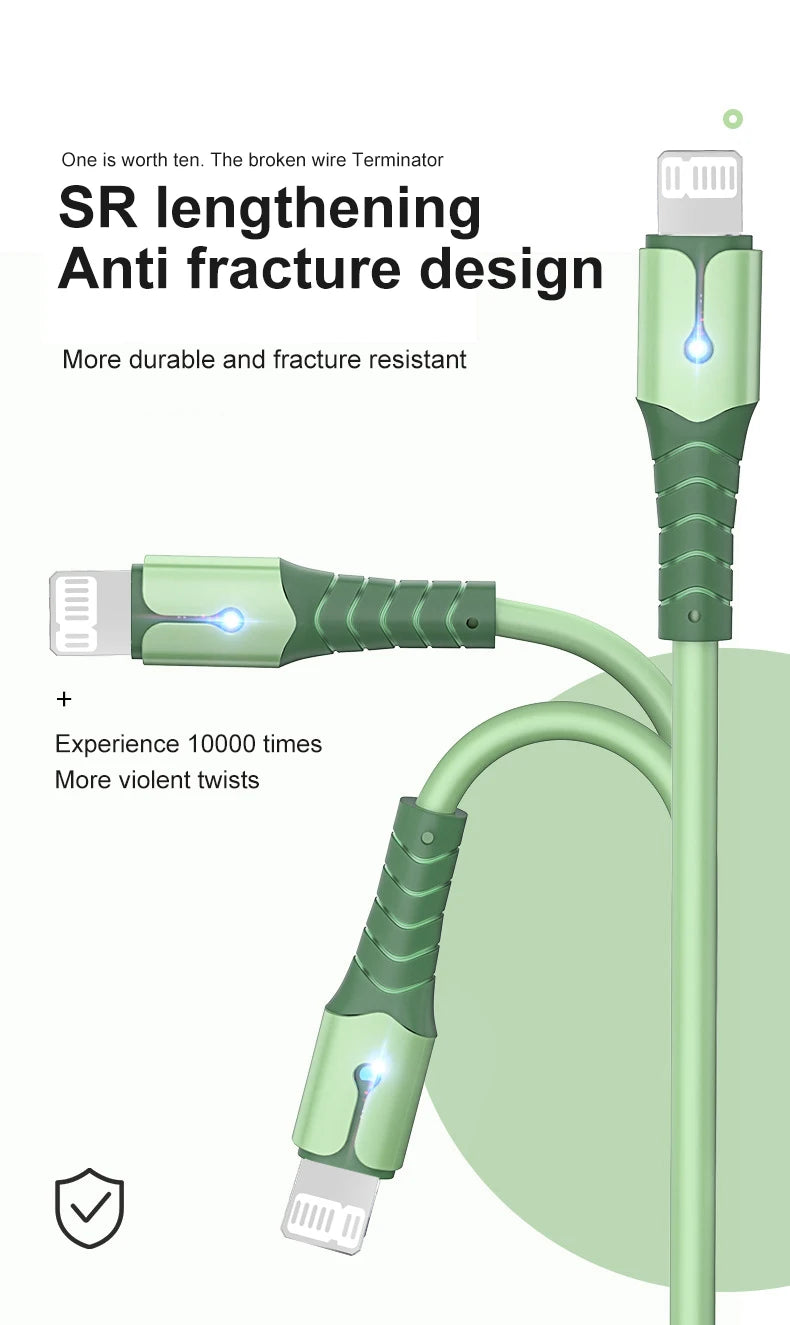 3A USB Cable For iPhone 14 13 12 11 Pro Max Mini XS X 6s 7 8 Plus iPad Liquid Silicone Fast Charging Cable Data Cable
