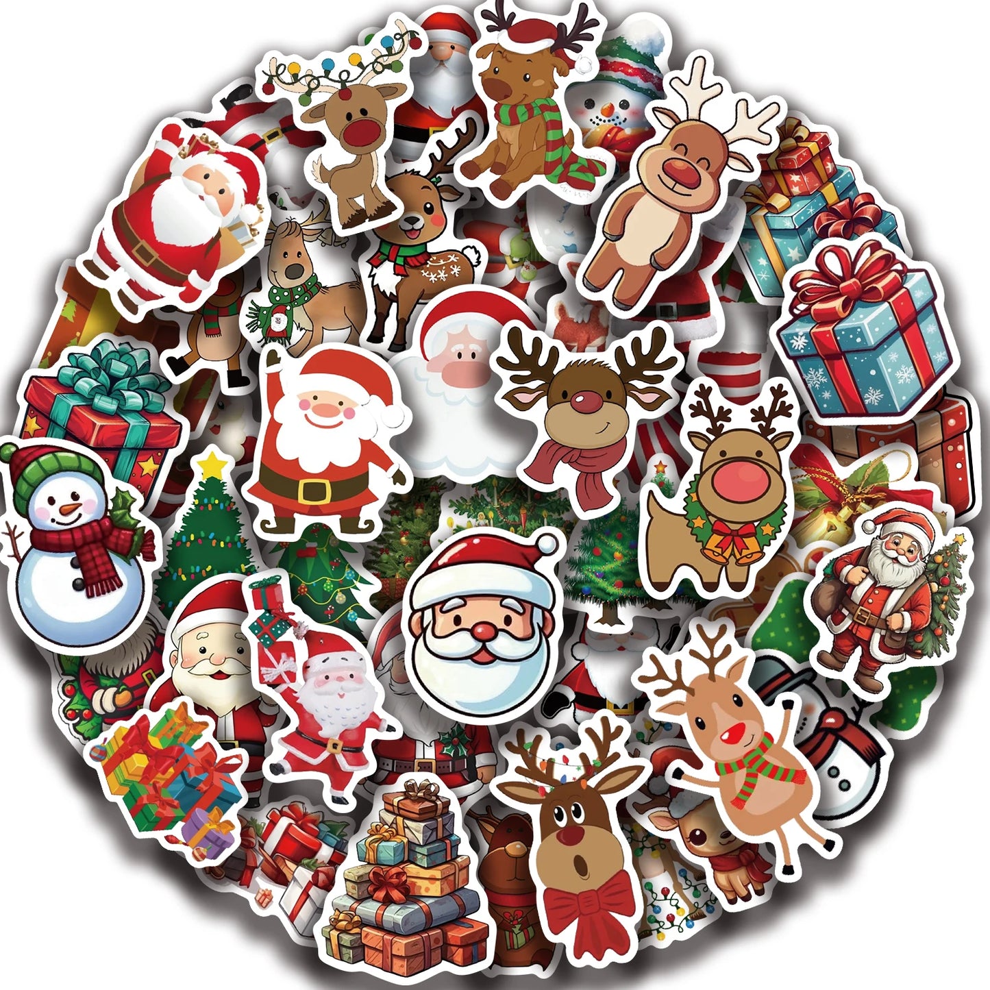 50PCS Kawaii Cartoon Christmas Art Aesthetic Stickers Pack for Kids Toy Diary Laptop Scrapbook Decoration Graffiti Sticker