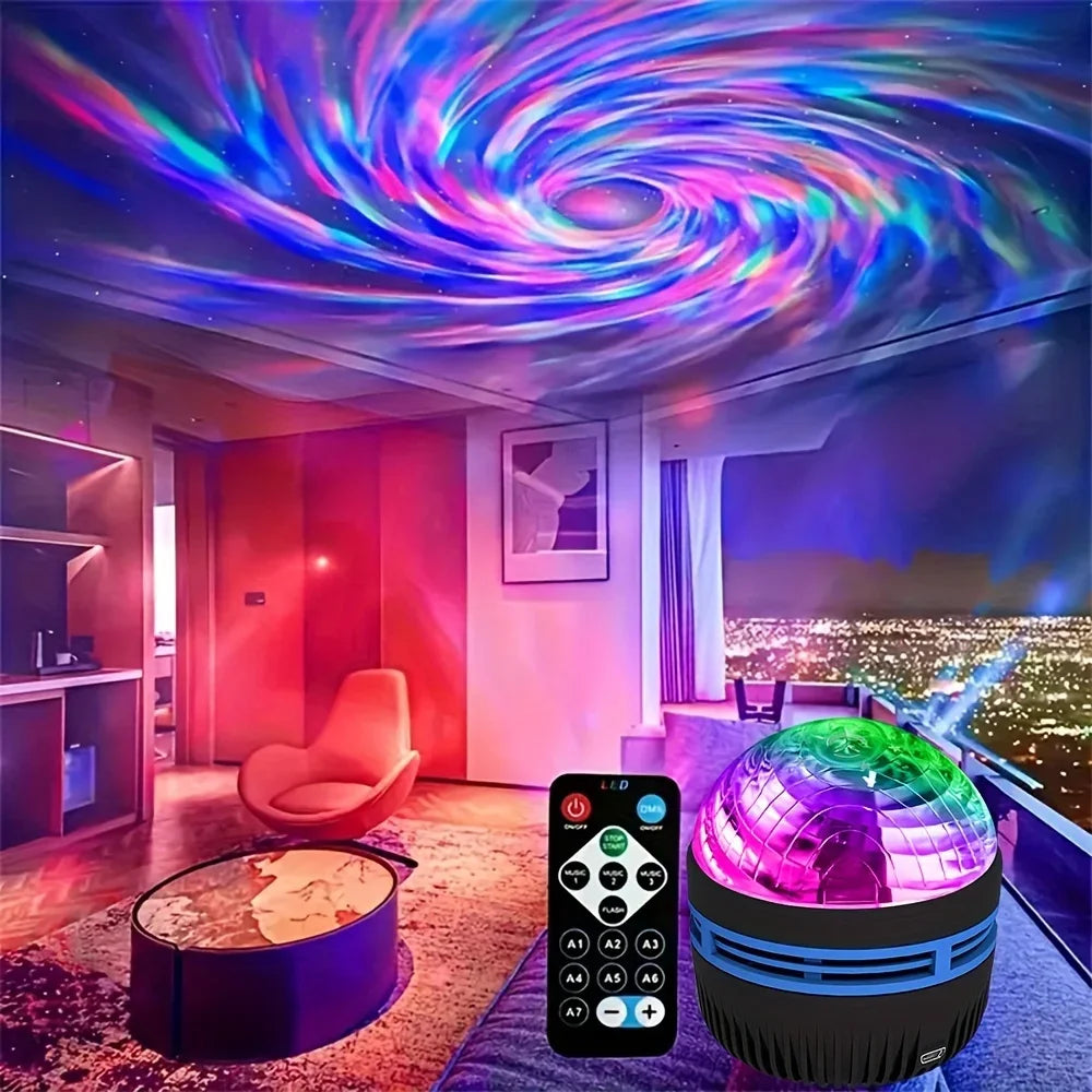 Starry Sky Projector Holiday Party Lights 5V USB Remote Control DMX Sound Active 7 Modes Night Light for Bedroom Christmas Decor