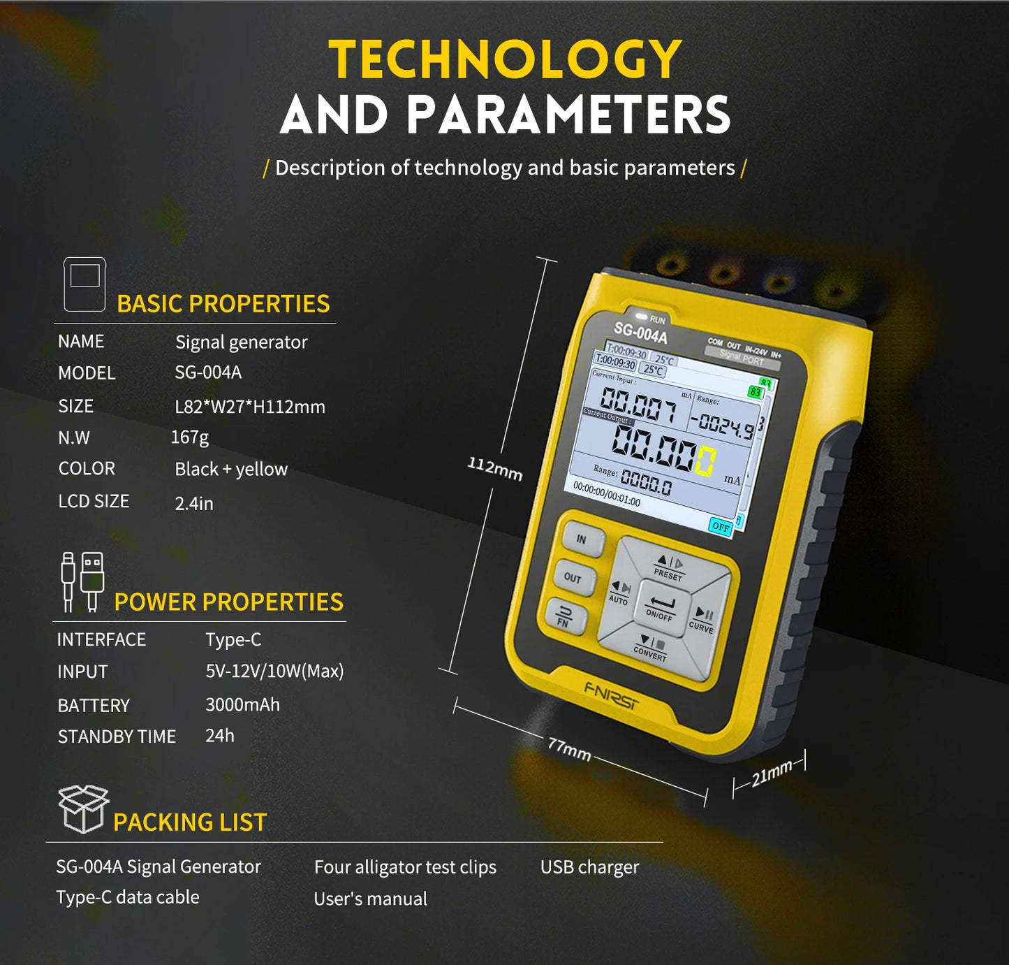 FNIRSI SG-002 Digital 4-20mA 0-10V Voltage Gerador de sinal Current Transmitter Professional Electronic Measuring Instruments