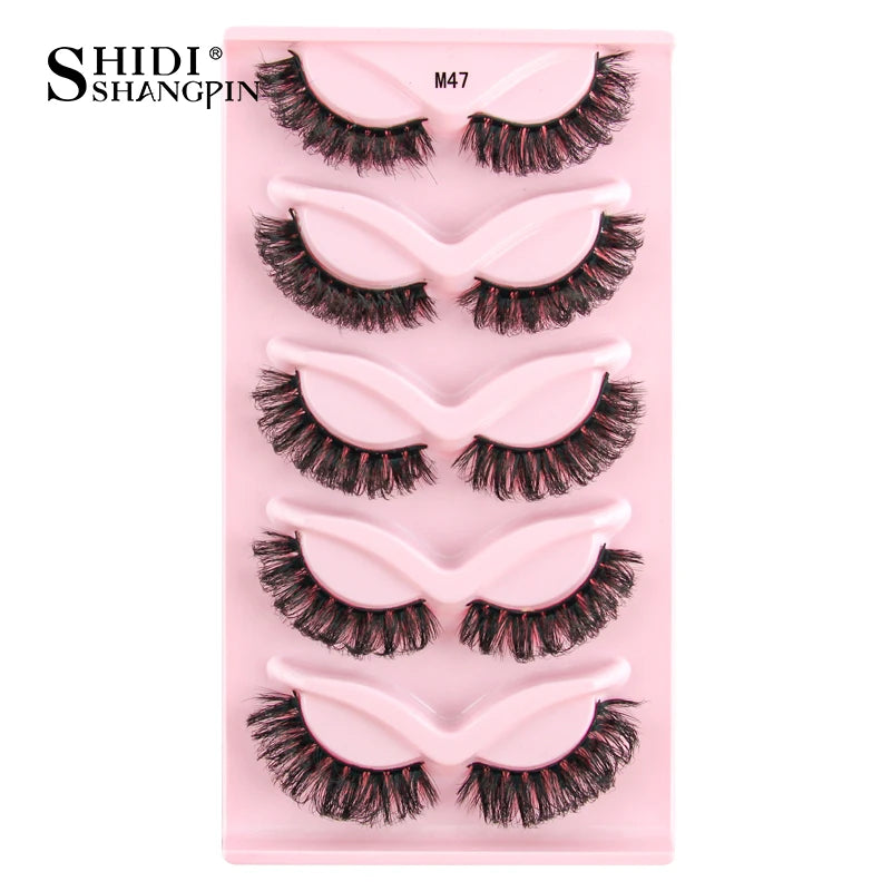 3/5 Pairs Cat Eye False Lashes Natural Short Fluffy Eyelashes Wispy Half False Eyelashes Eye End Extension Faux Mink Makeup