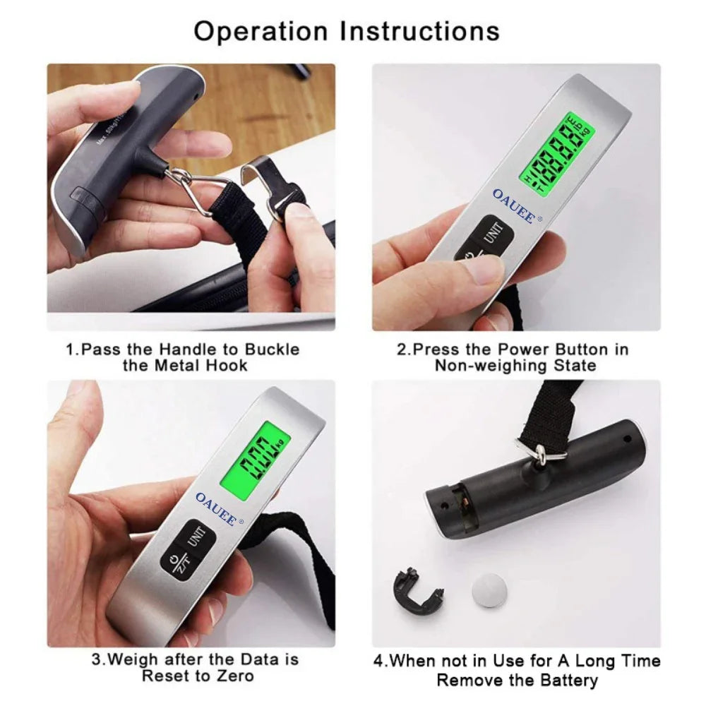 ABX Portable High Precision Scale Digital LCD Display Suitcase Travel Bag Hanging Steelyard Hook Balance Scale Tools 110lb/50kg