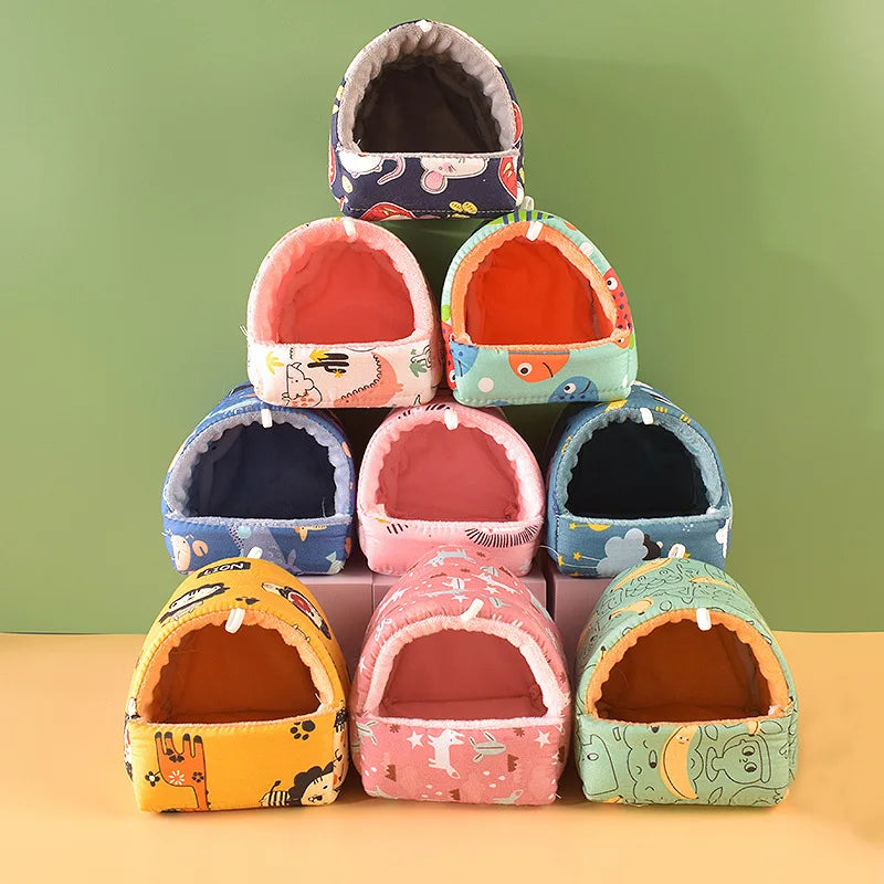 Soft Hamster House Rabbit Rodent Guinea Pig Rat Cage Nest Small Animal Sleeping Bed Winter Warm Cotton Mat Accessories Hedgehog