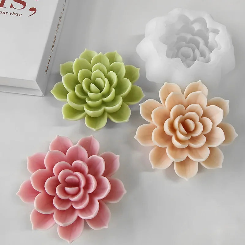 Silicone 3D Candle Molds DIY Lotus Flower Handmade Gifts Candle Soap Making Tools De Silicona Para Velas форма для свечей