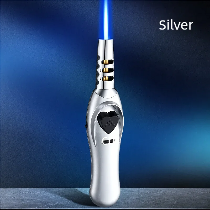 Triple Burner High Power Spray Gun Lighter Windproof Flame Refillable Butane Gas Moxibustion Cigar Outdoor BBQ Kitchen Igniter