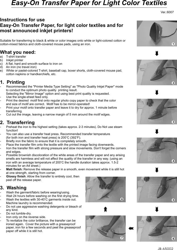 10 Sheets Inkjet Heat Transfer Paper A4 Cotton T-Shirt Dark Black Transfer Paper  Light White Paper For 100% Cotton Fabric