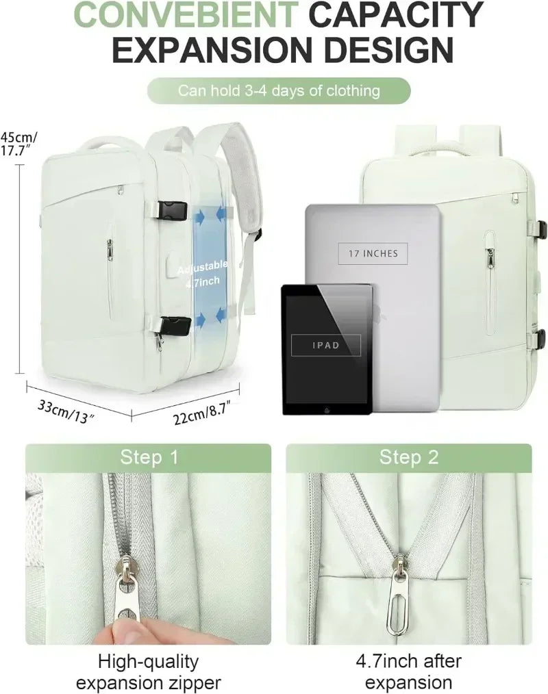 Large Travel Backpack for Women Men Laptop Backpack with Shoe Compartment Waterproof Hiking Carry on Backpack Expandable