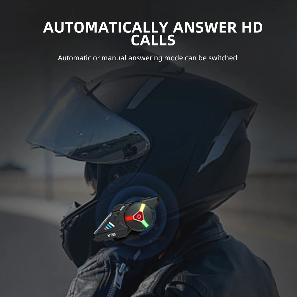 Y70 Motorcycle Bluetooth Helmet Headset V5.3 RGB Colorful Lights Earphone IPX6 Waterproof Support Connecting 2 Phones Same Time