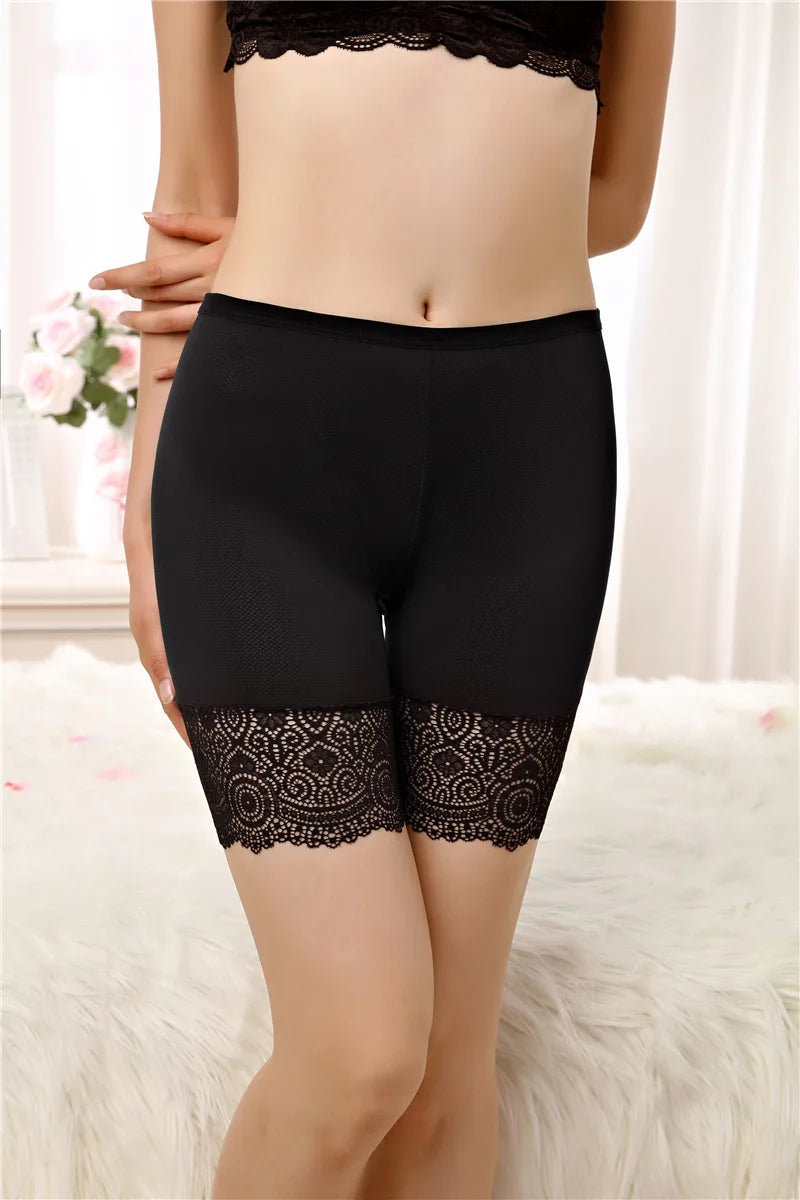 Plus Size Safety Shorts Women Summer Seamless Sexy Lace Anti Chafing Underskirt Boxers Female High Waist Underwear Panties 110KG