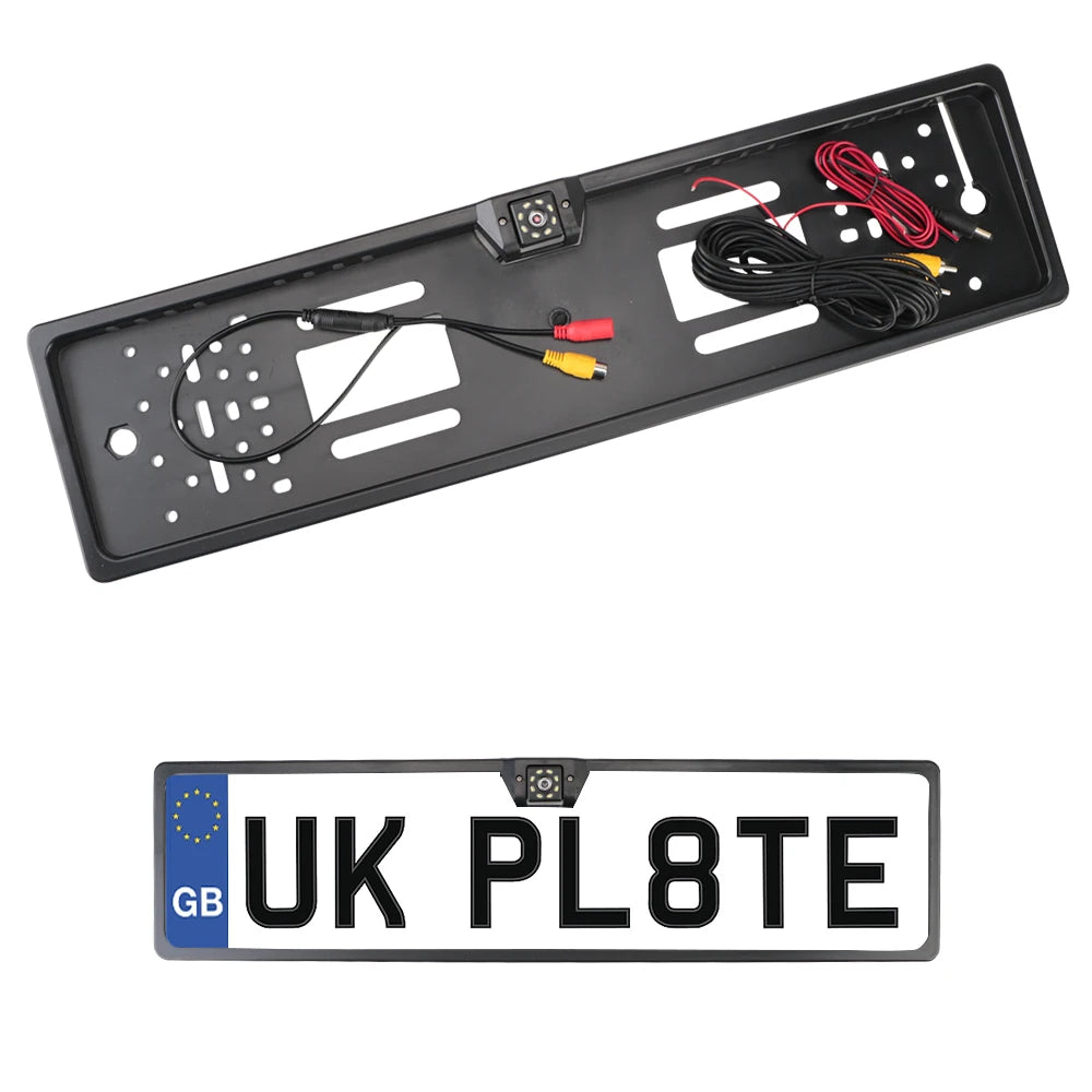 12V Car Rear View Camera 4/8 LED European UK License Plate Holder Parking Sensor 2.4G Reverse Vedio Receiver PDC Parltronics Set