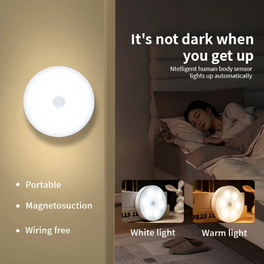 3pcs Motion Sensor Night Lights in Warm White/Cold White - Adjustable Brightness, Automatic On/Off, Ideal for Bedside, Stairs, U
