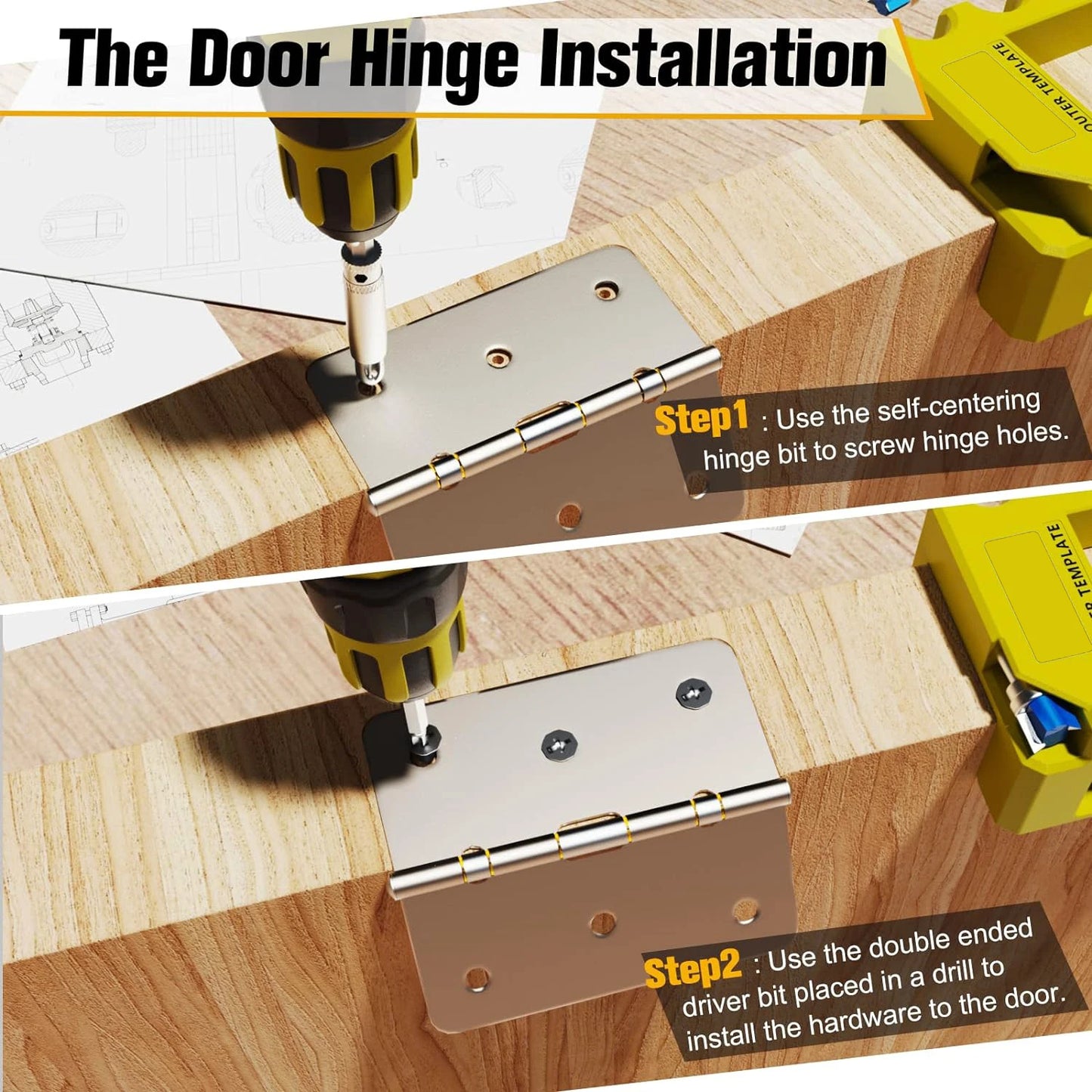 New Door Hinge Routing Jig And Hinge Jig Plastic 3‑5in Length 1/4‑5/8in Radius Hinge Router Template for Woodworking Tool（green）