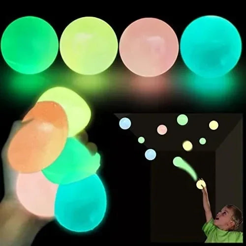 Luminous Balls High Bounce Glowing Ball Sticky Wall Home Party Decor Kids Adult Gift Anxiety Stress Relieve Toy 4.5cm