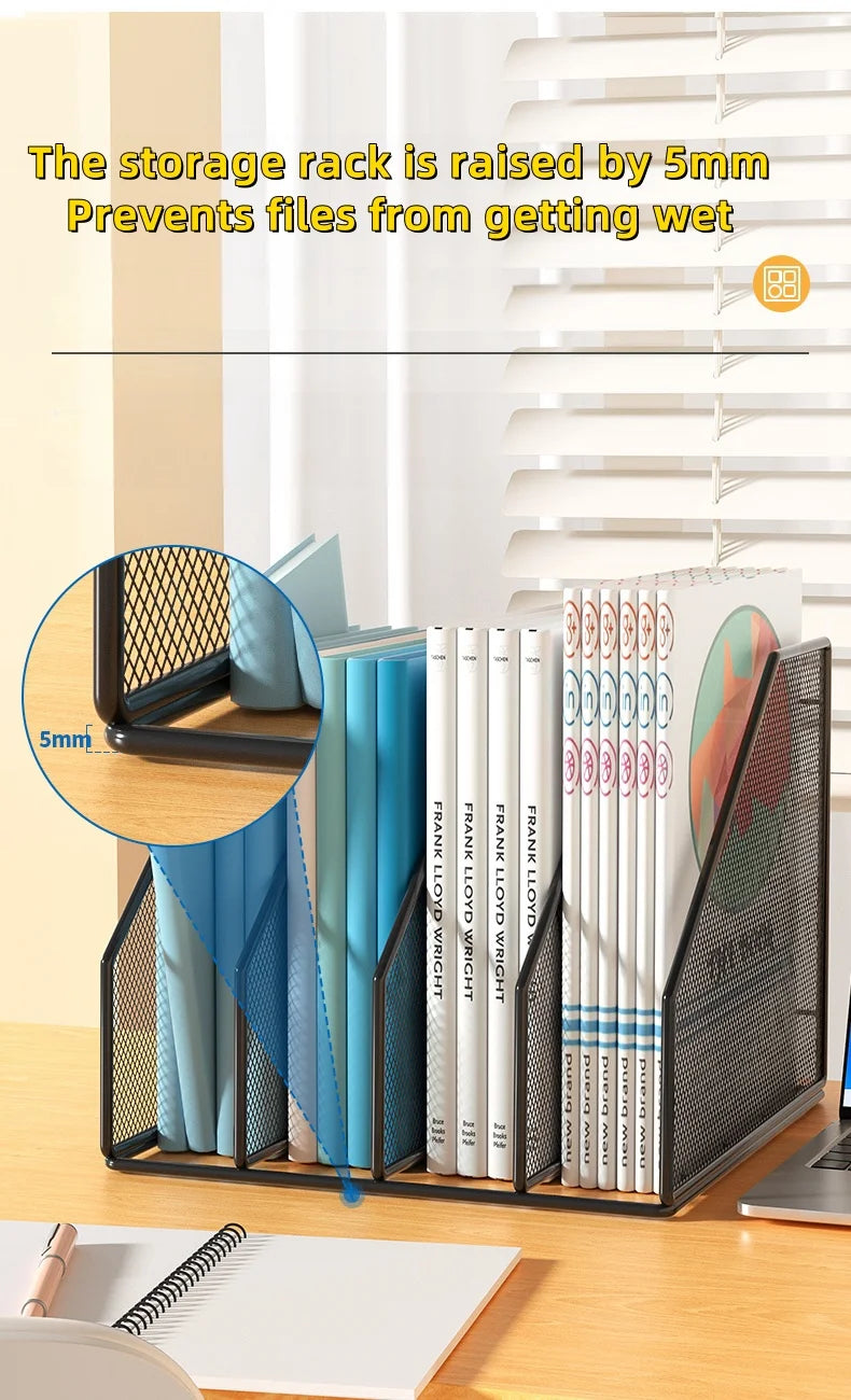 Metal File Rack Office Desk Shelf Standing Desktop File Folder File Box File Storage Box Data Rack Stationery Organizer File