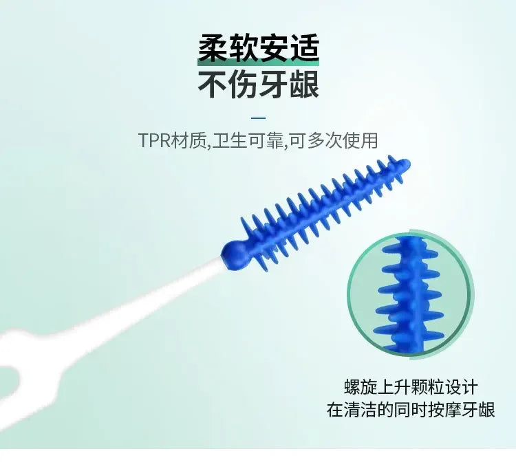 200/400pcs Interdental Silicone Brushes Dental Toothpicks Brush Between Teeth Silicone Toothpicks With Thread Oral Cleaning Tool