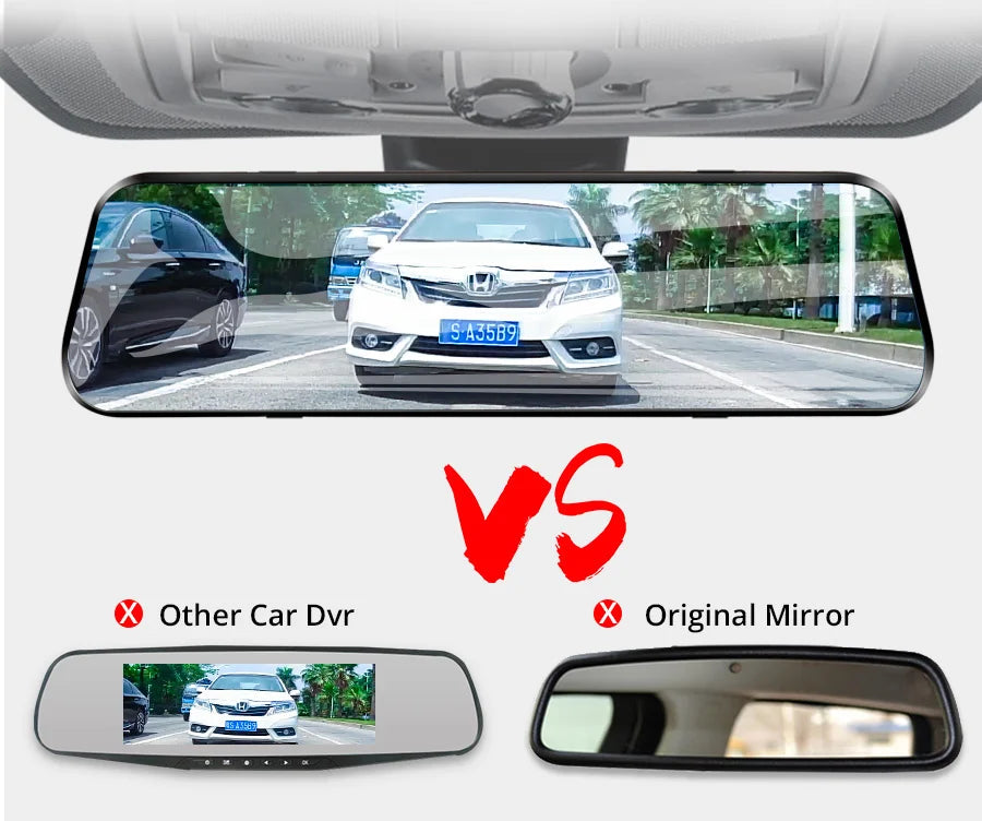 Acceo Car Dvr 10 Inch Touch Screen RearView Mirror Video Recorder Auto Registrar Support Black box Camera Night Vision Dash Cam