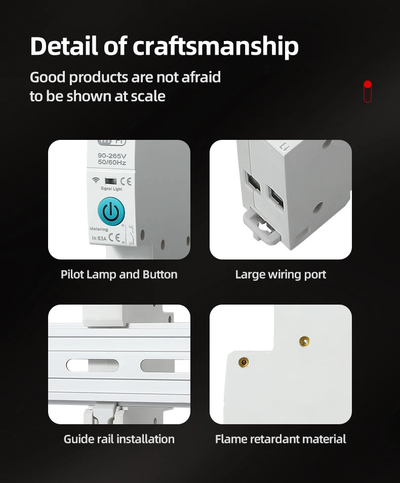 Tuya WiFi Smart Circuit Breaker MCB 1P+N 63A Timer Power Energy kWh Voltage Current Meter Protector Voice Remote Control Switch