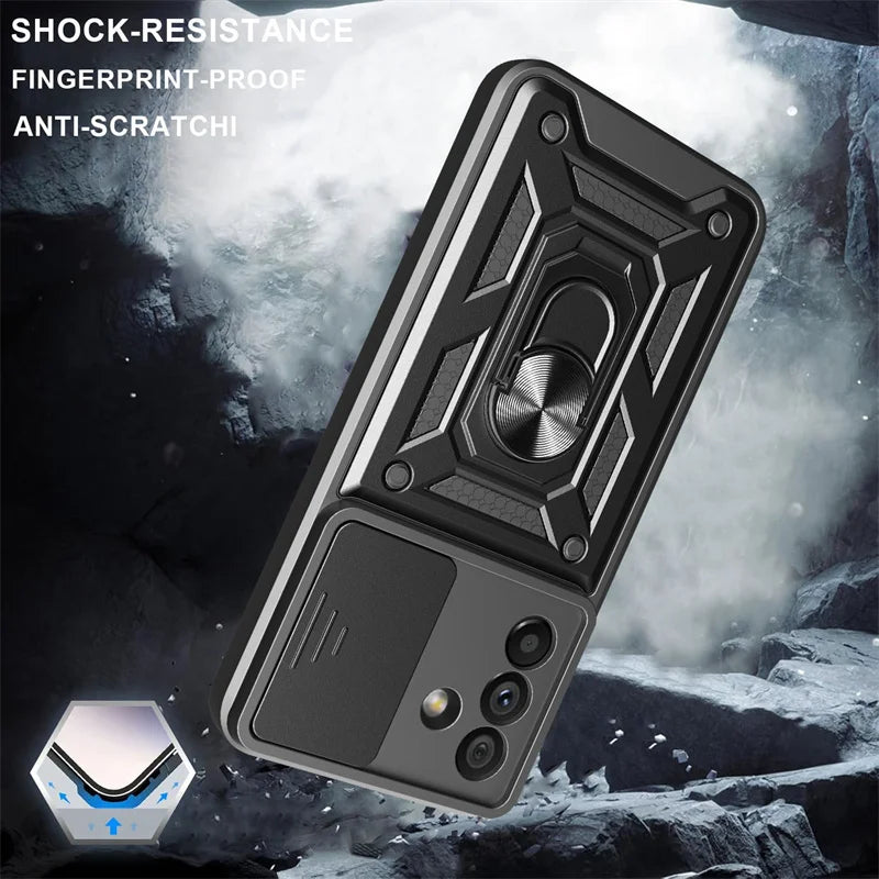Armor Case For Samsung Galaxy S24 FE S22 S23 Plus S21 S25 Ultra S20 A54 A16 5G A56 A55 A35 A15 A05 A06 Slide Lens Protect Cover