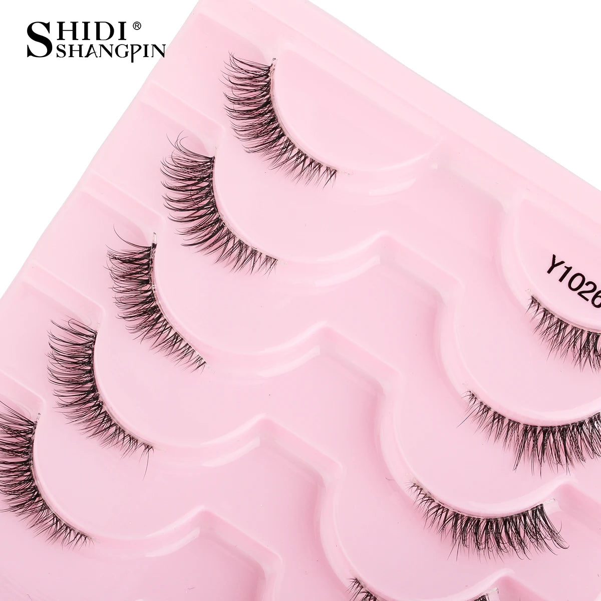 3/5/10Pairs Half False Lashes Natural Short 3D Cat Fake Mink Eyelashes Extension Winged Fluffy Wispy Faux Cils Clear Band Makeup