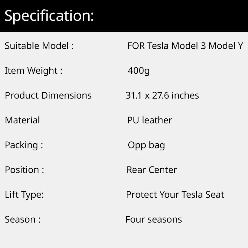 Car Seatback Protector for Tesla Model Y Model 3 Seat Back Protective Child Anti-Kick Mats Black Leather Interior Accessories