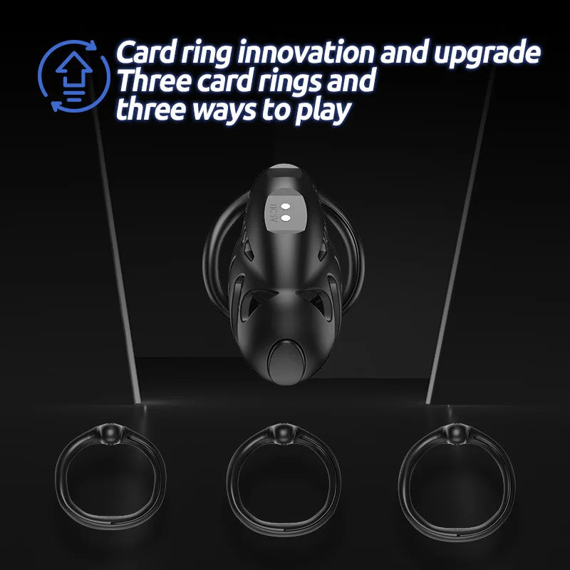 Male electric chastity cage sex toy USB magnetic charging chastity chicken cage penis ring Male 3 size 9 frequency chastity cage