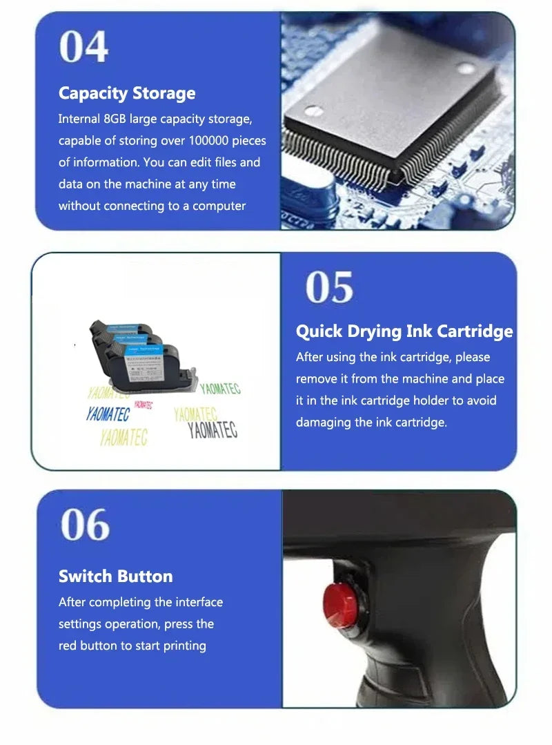 Portable Handheld Inkjet Printer 12.7mm Label QR Bar Batch Code Date Number Logo Expiry Date Coding Machine 28 Languages