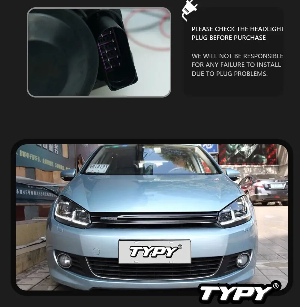 TYPY Car Headlights For Volkswagen Golf6 MK6 2009-2012 LED Car Lamps Daytime Running Lights Dynamic Turn Signals Car Accessories