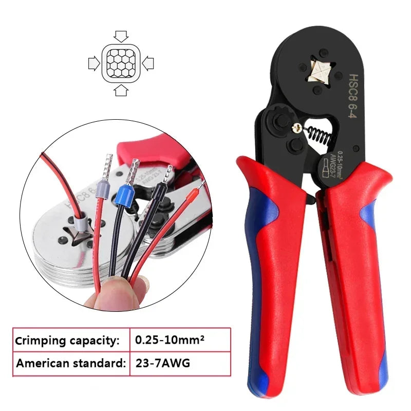 Manual Crimping Pliers HSC8 6-4A/HSC8 6-6A Tube Terminal Crimping Tool With Terminal Tip Set for Home Improvement and Electrica