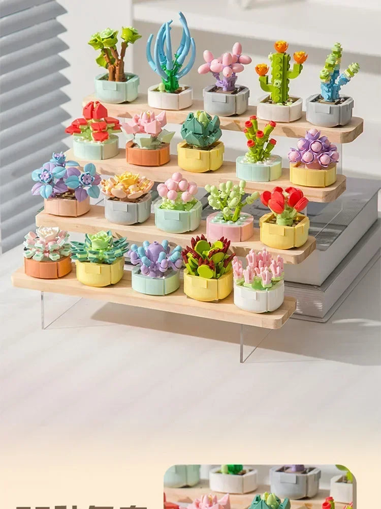Succulent Flower Plant Potted Building Blocks Cute Flower Ornament Assembling Toys Assembling Toys Birthday Gift