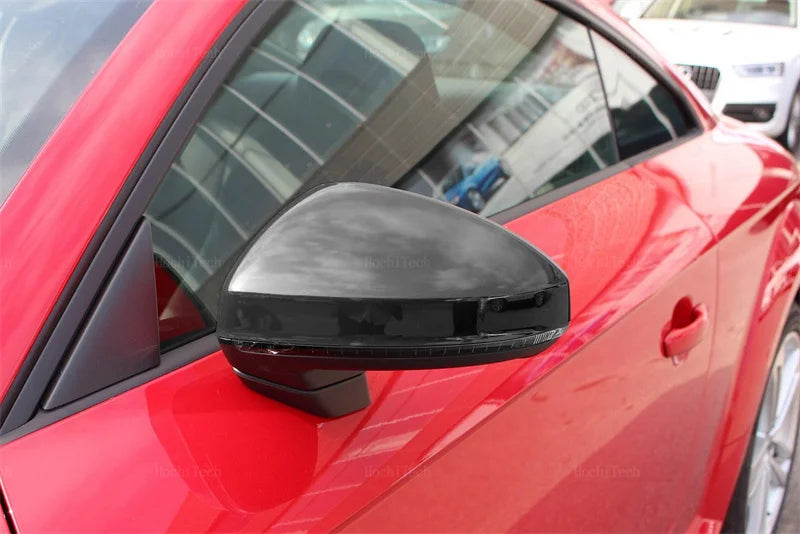 Carbon Fiber Glossy Black Replacement Rearview Side Mirror Cover Cap For Audi TT TTS RS TTRS MK3 8S 15-23 R8 2016-23 Replacement