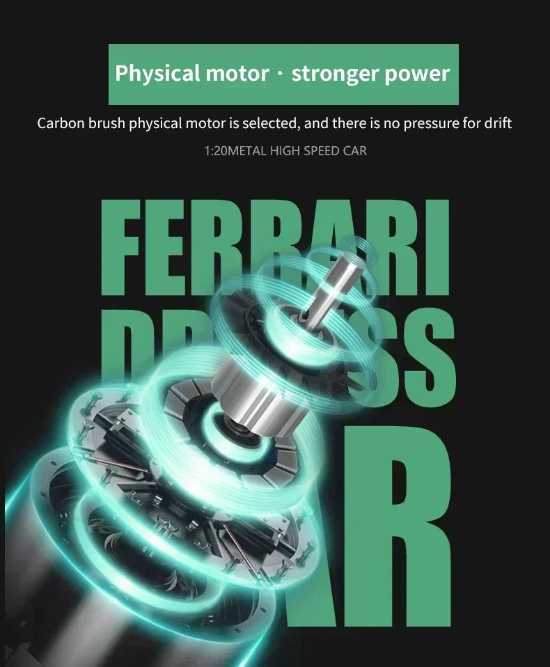 1:18 Radio Remote Control Car Chargeable RC Car High Speed 15km/h 2.4G With LED Light Toys for Boys Girls Vehicle Racing Hobby