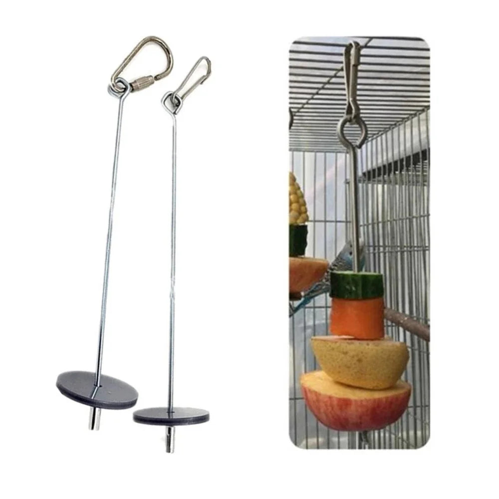 2024 Pet Parrots Birds Feeder Food Holder Support Stainless Steel Spear Stick Fruit Anti-stick Skewers Bird Supplies Cage